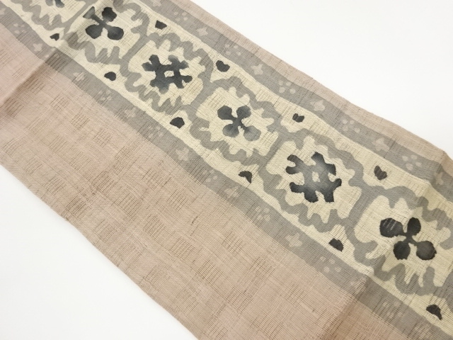 縞に花模様名古屋帯